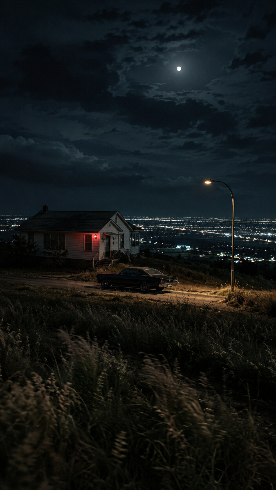 Moonlit Hillside cinematic AI scene